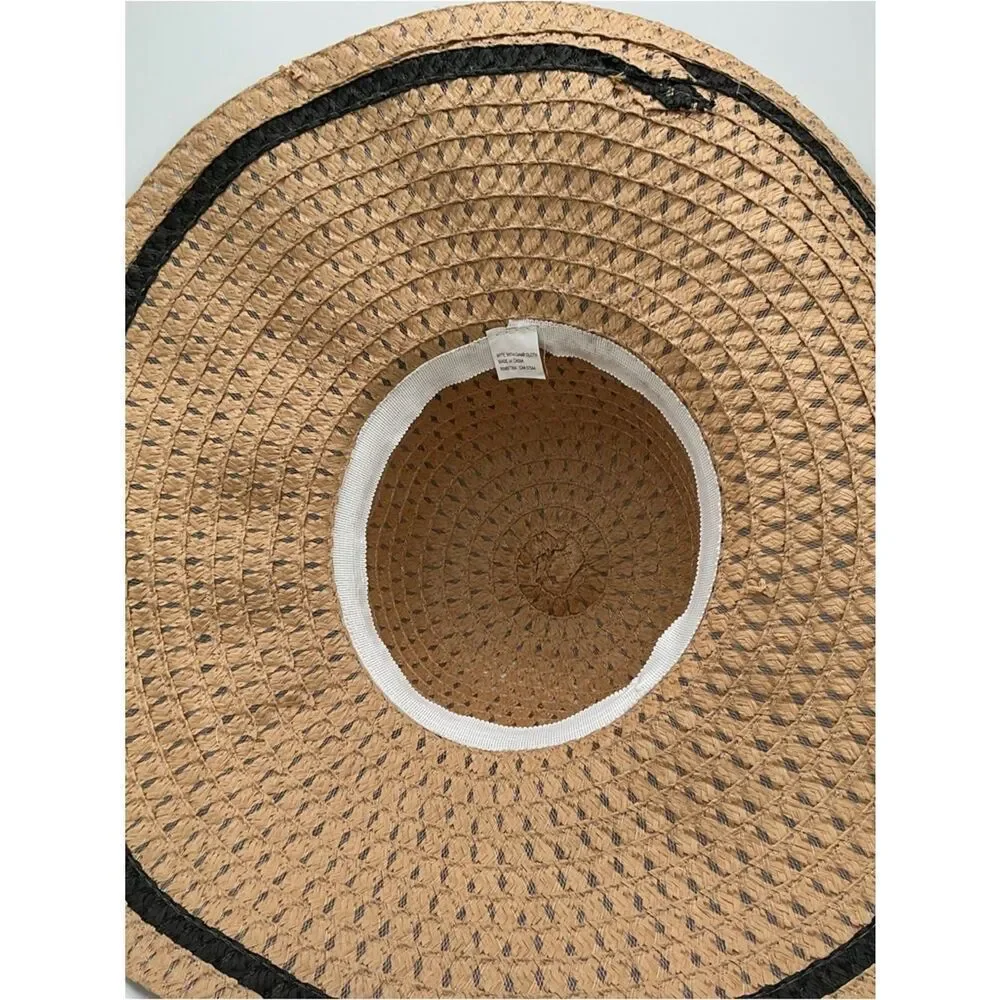 Classic Wide-Brim Straw Sun Hat with Black Trim